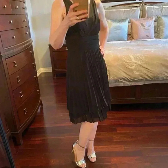 Selina Studio Little Black Dress Sheer Pleated Flowy Sleeveless LBD Size 4 NWT - Picture 3 of 16